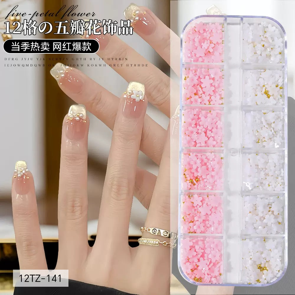 3D Flowers with Caviar Beads Set