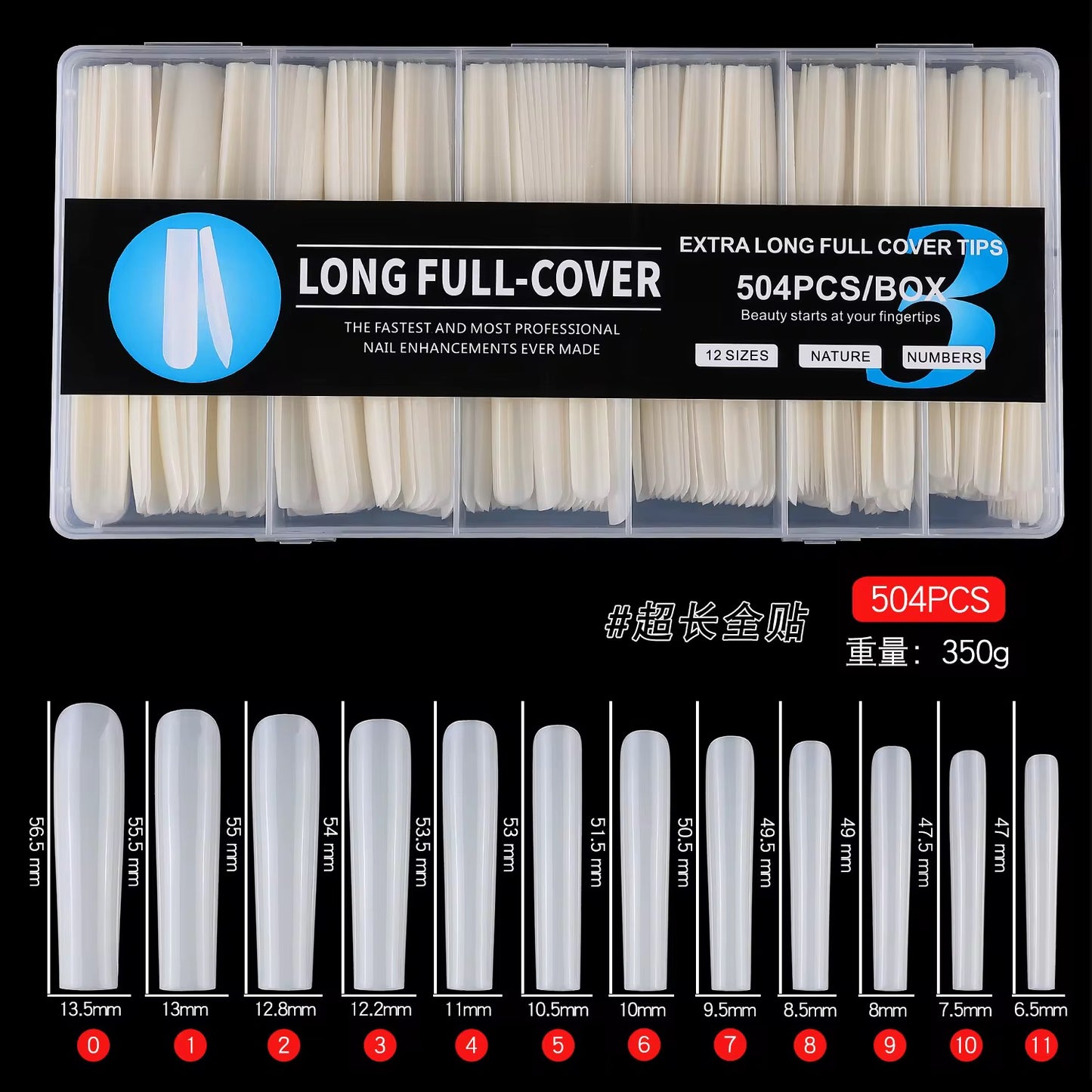 3XL Full Cover Square tips (504pcs)