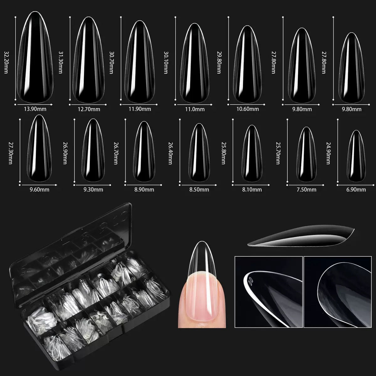 Long Full Cover Gel X Nails 14 Sizes — 504pcs